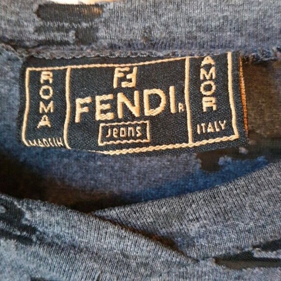 HOST PICK 🥳 RARE FENDI 90's/Y2K VINTAGE GREY SHEER LOGO LONG SLEEVE TOP SIZE 42 - Picture 2 of 4